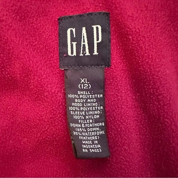 GAP Kids Girl Rose Pink Red Puffer Bomber Jacket Lined Removable Hood Size XL 12 - Picture 6 of 16
